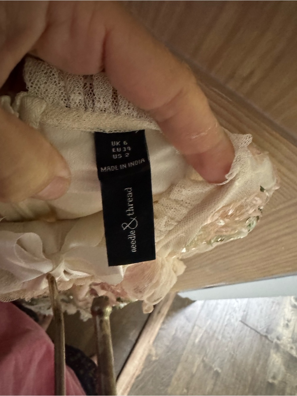 Needle & Thread Ivory Maxi Dress with Pink & Green Floral Sequin Embroidery - Picture 5 of 5